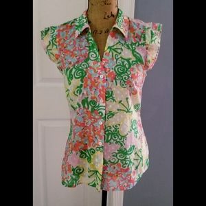 Lilly Pulitzer Mariposa Print Top Blouse Size 6